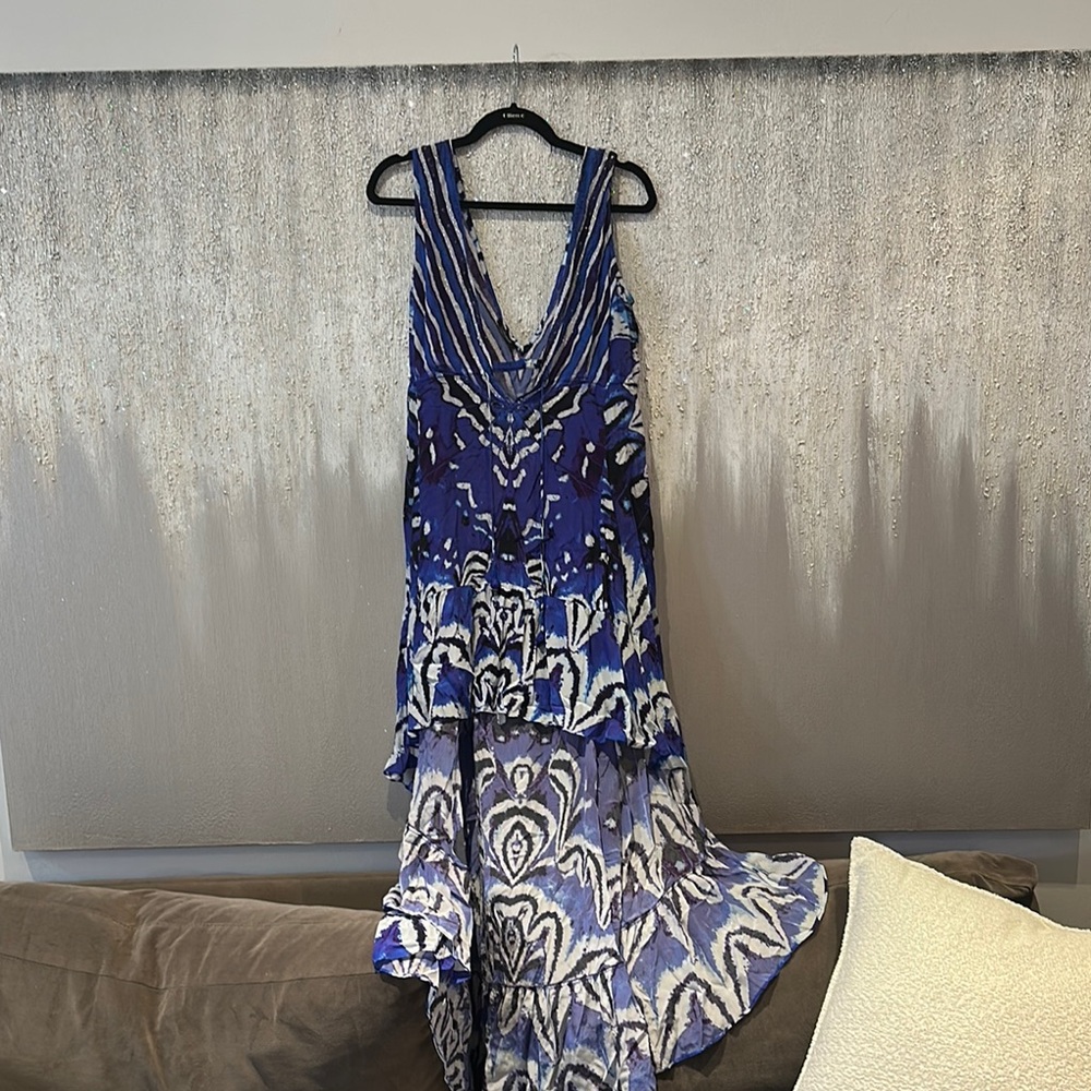 Elegant Blue and White Women's Dress